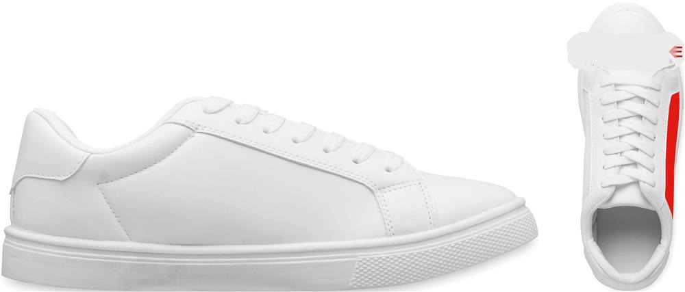 Baskets PU blanches taille 44 personnalisées BLANCOS, côté 1 droite