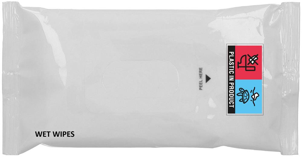 Lingettes nettoyantes en pochette personnalisées DELLEA, dessus fermeture bande
