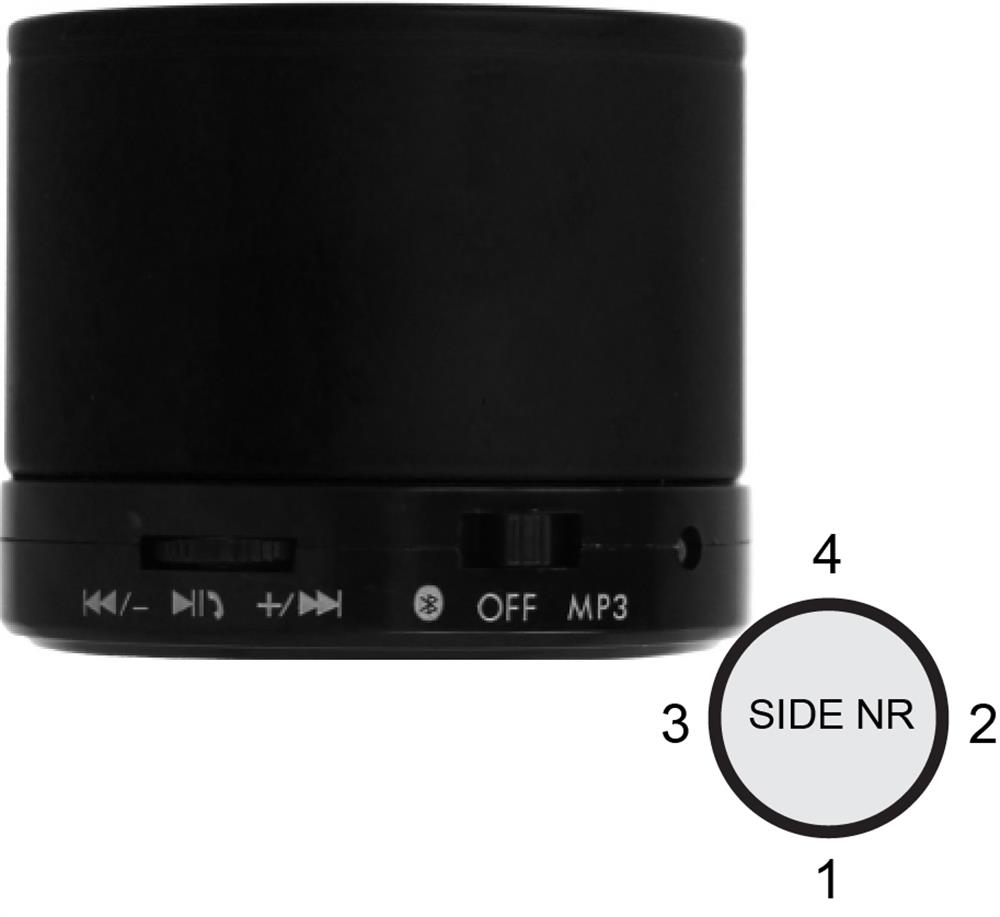 Enceinte sans fil 3 W personnalisée ROUND BASS, côté 1