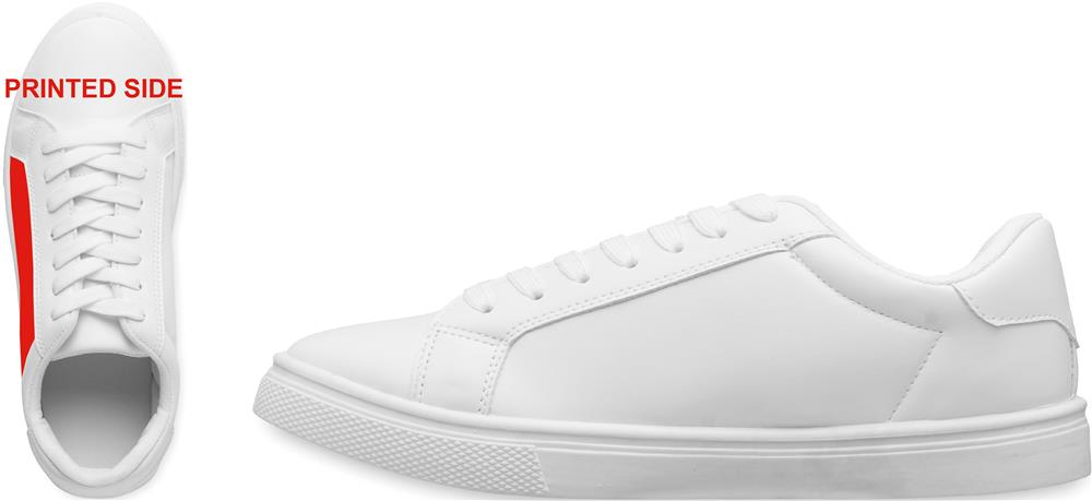 Baskets PU blanches taille 40 personnalisées BLANCOS, côté 1 gauche