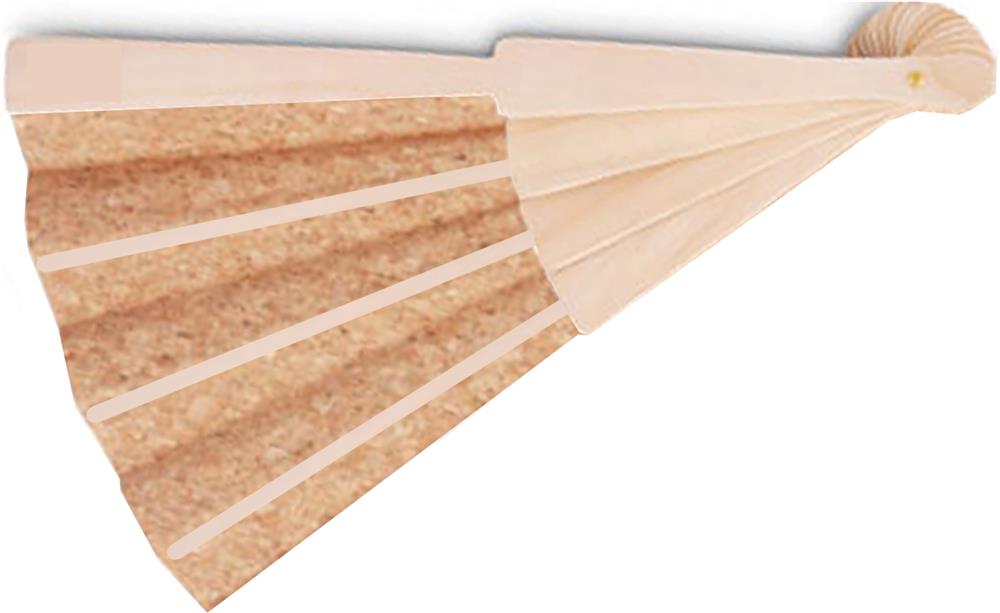 Éventail bois et liège FSC personnalisé FANNY CORK, dos (gravure laser)