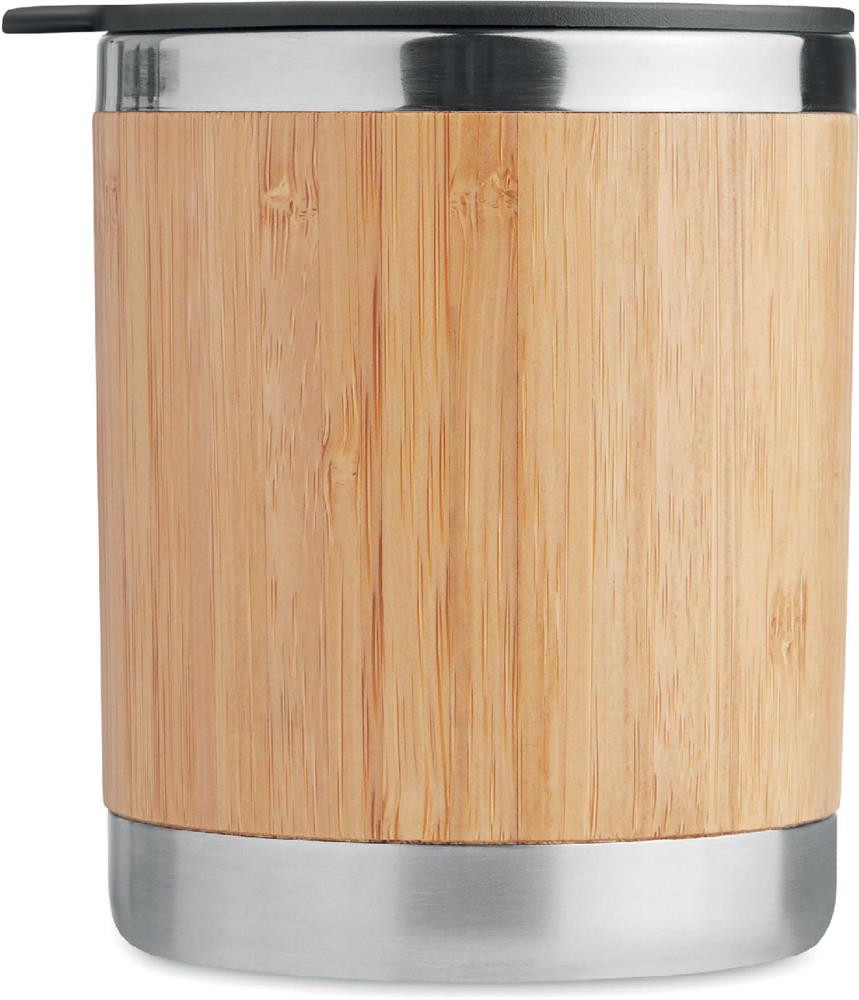 Gobelet inox et bambou 250 ml personnalisé LOKKA, dos (tampographie)