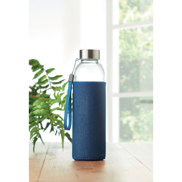 Bouteille verre housse denim personnalisée UTAH DENIM