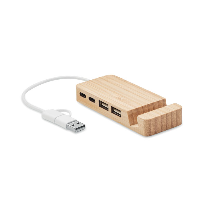Hub USB 4 ports en bambou personnalisé HUBSTAND