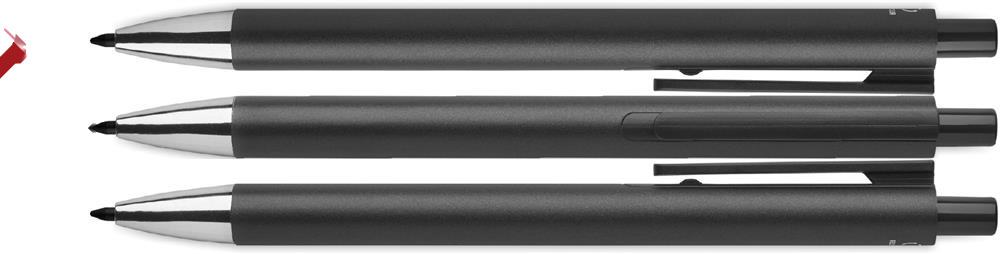 Parure stylos aluminium recyclé personnalisée ORWELL, tour complet (sérigraphie circulaire) 2