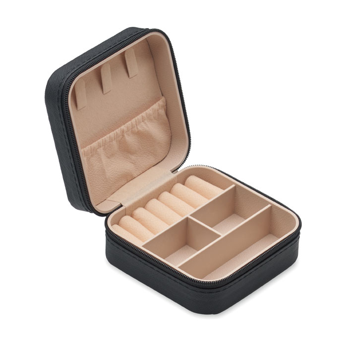 Boîte à bijoux de voyage PU personnalisée JULBOX, Noir