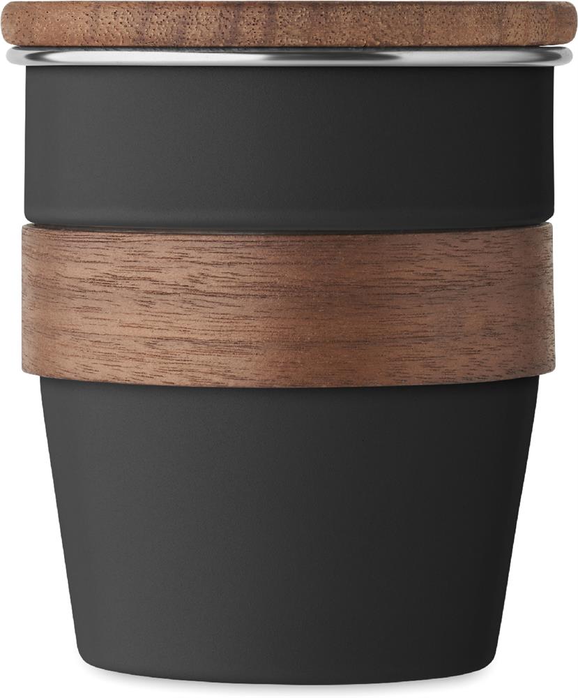 Gobelet inox recyclé et noyer 350 ml personnalisé WALNUT, mug grip
