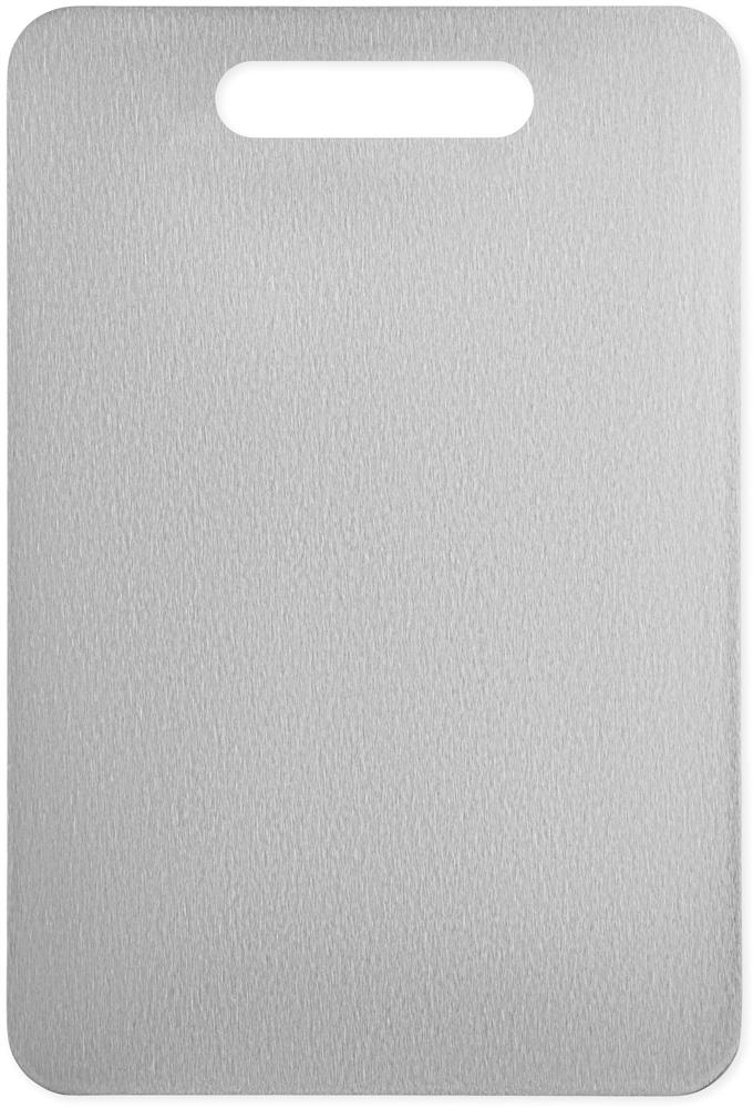 Planche à découper inox moyenne personnalisée PLATI +, côté 1