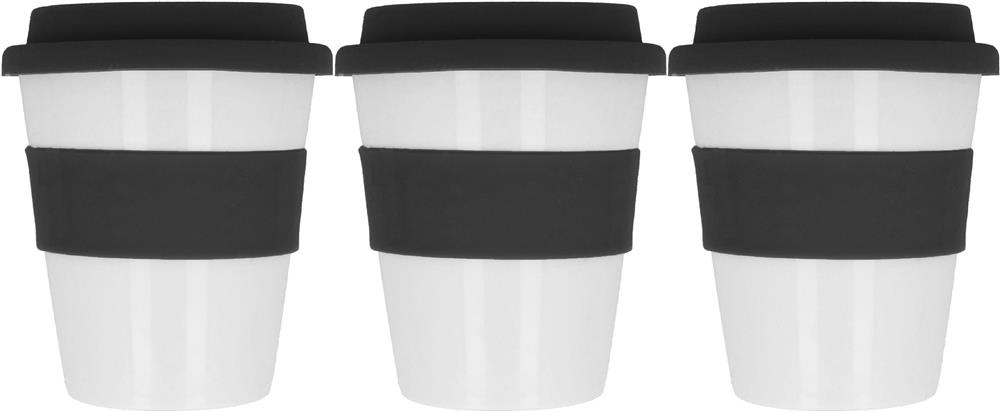 Gobelet PP 350 ml couvercle silicone personnalisé ASTORIA, tour complet ruban