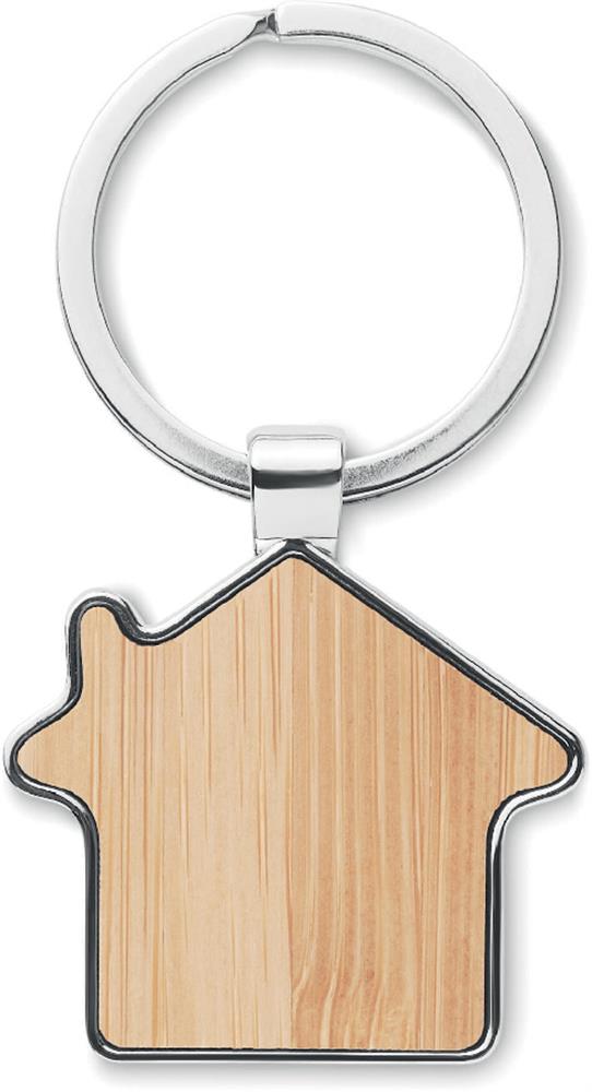 Porte-clés maison métal et bambou personnalisé BURNIE, devant