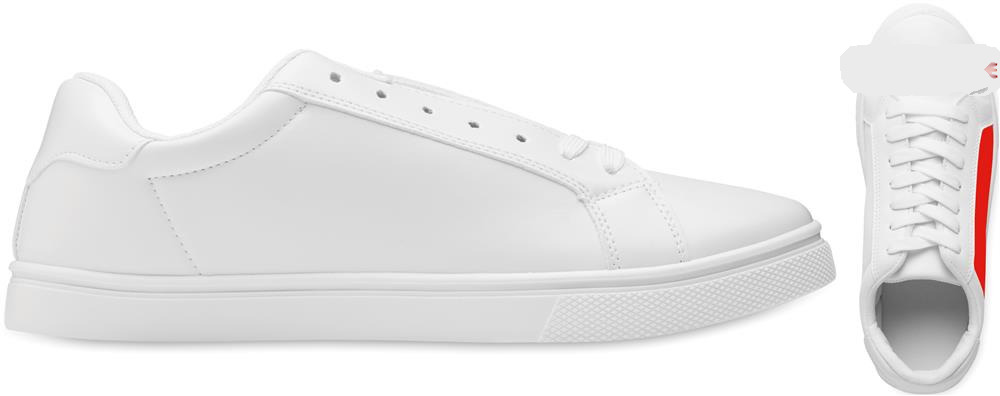 Baskets PU blanches taille 47 personnalisées BLANCOS, côté 1 droite