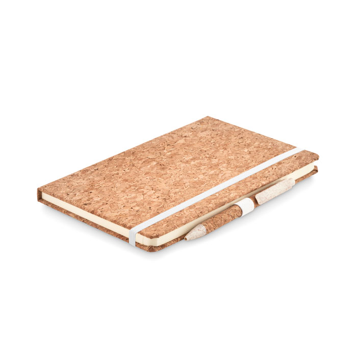 Set carnet A5 et stylo en liège personnalisé SUBER SET, Beige