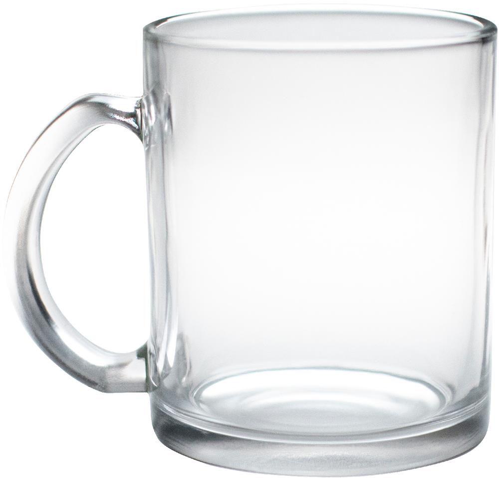 Mug verre brillant 300 ml personnalisé SUBLIMGLOSS, gauche