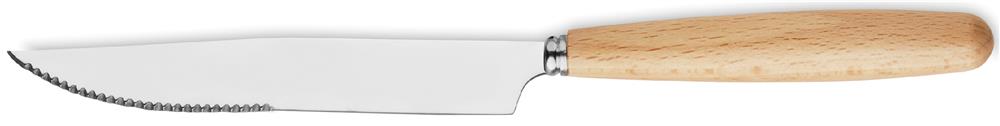 Couverts inox manche hêtre personnalisés CUSTA SET, couteau côté 1