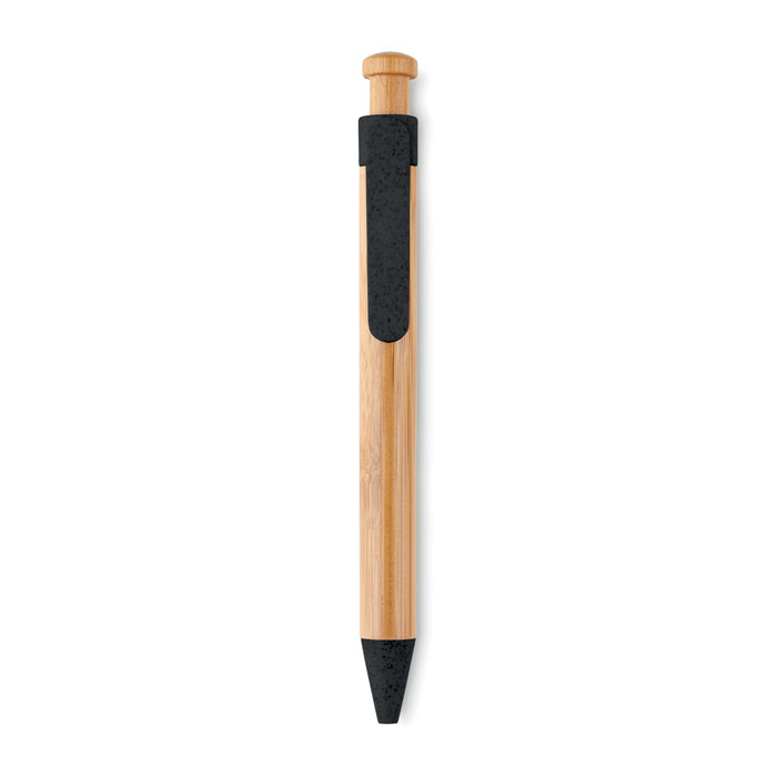 Stylo bambou et paille de blé personnalisé TOYAMA, Noir