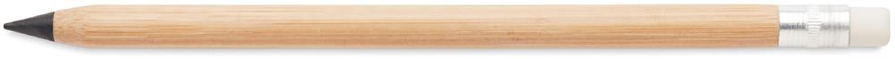 Stylo sans encre bambou avec gomme personnalisé INKLESS PLUS, corps droite