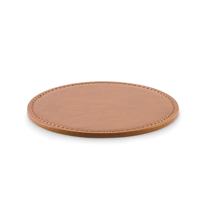 Sous-verre rond simili-cuir personnalisé POSA