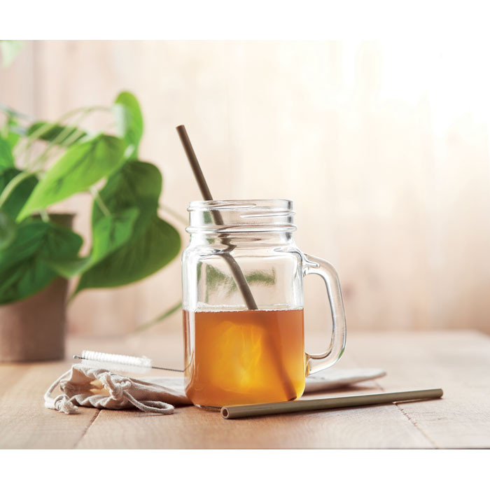 Pailles en bambou avec brosse personnalisées NATURAL STRAW