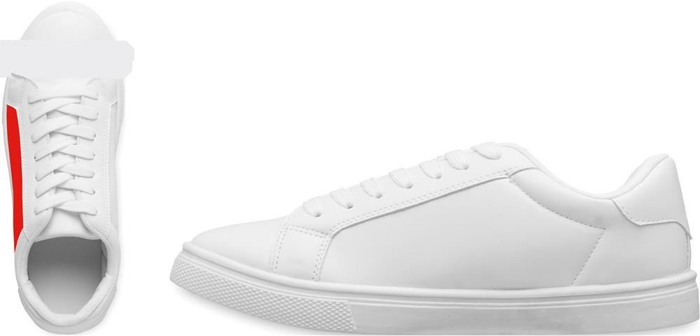 Baskets PU blanches taille 38 personnalisées BLANCOS, côté 1 gauche