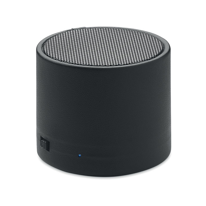 Enceinte sans fil 3 W PU recyclé personnalisée GAMA, Noir