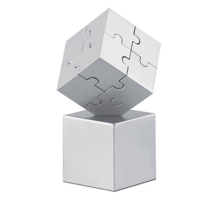 Puzzle 3D magnétique en métal personnalisé KUBZLE, Argent Mat