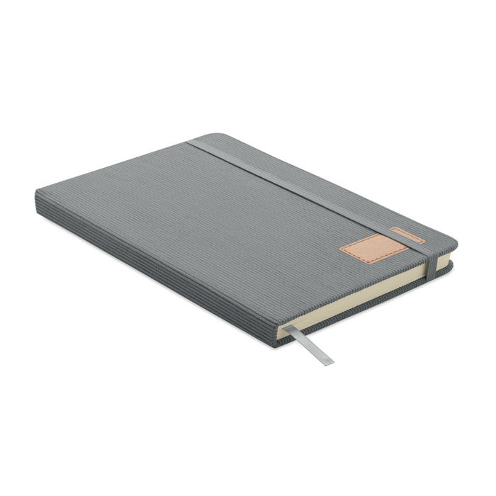 Carnet A5 velours côtelé personnalisé CORDI NOTE, Gris