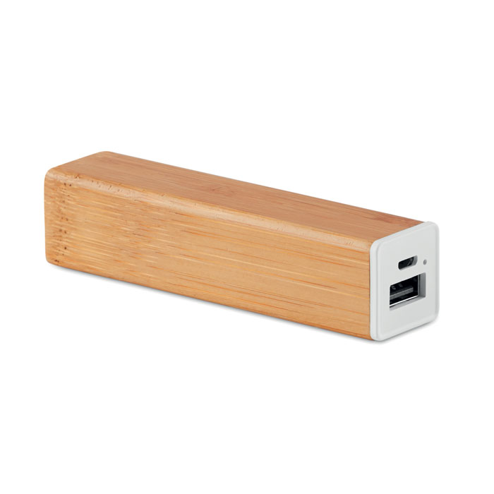 Batterie externe bambou 2200 mAh personnalisée POWERBAM, Bois