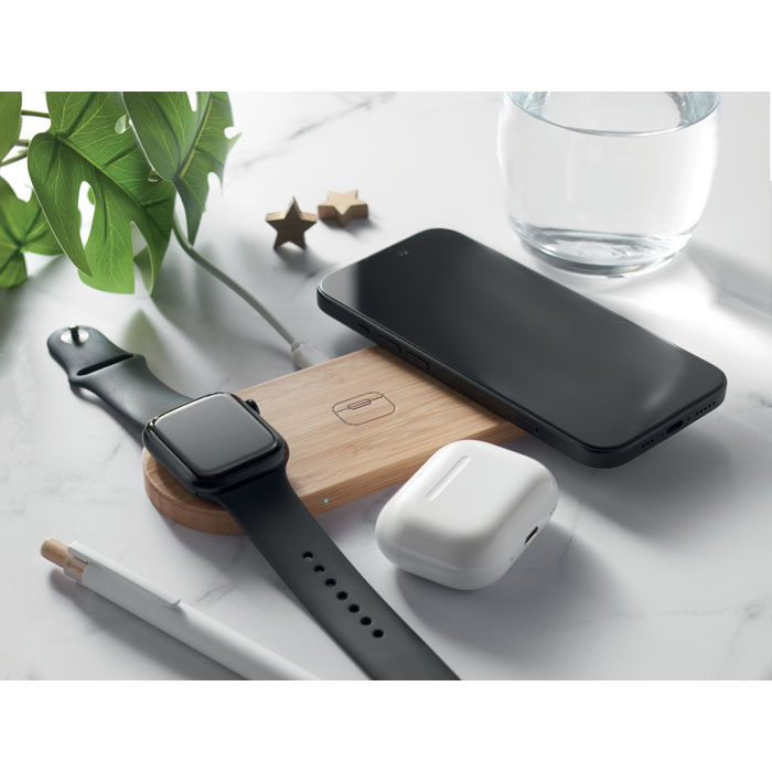 Station de charge 3 en 1 bambou personnalisée RECPAD
