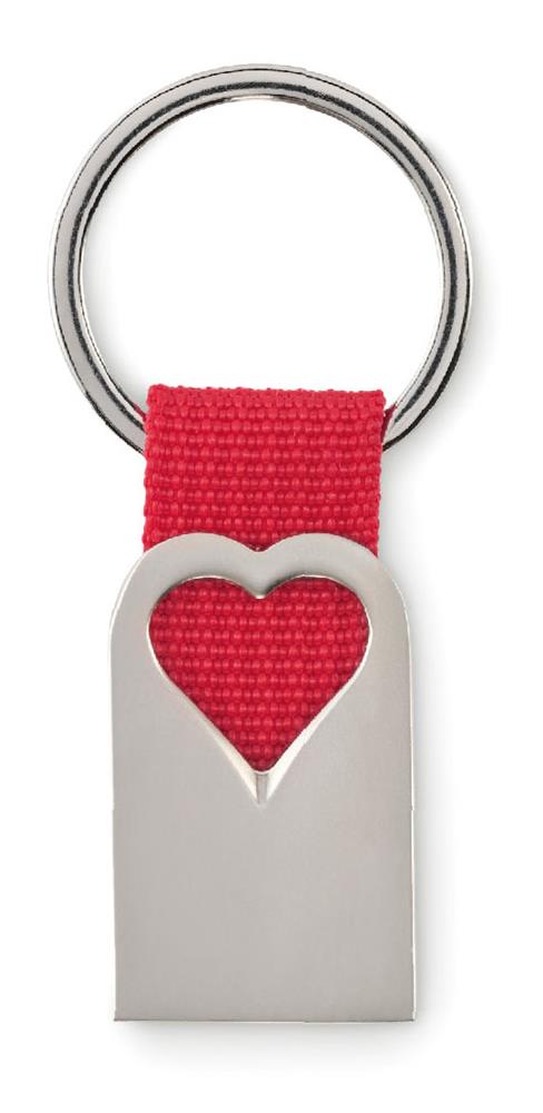 Porte-clés métal cœur personnalisé BONHEUR, devant
