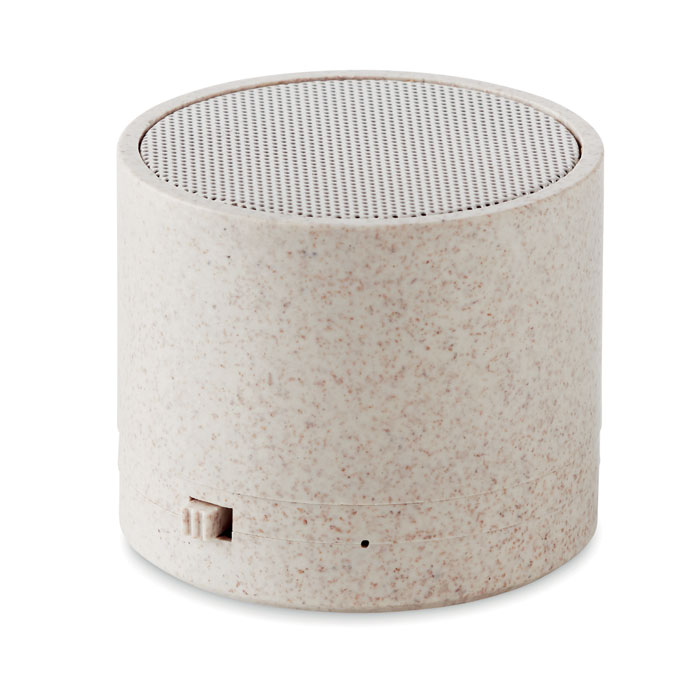 Enceinte paille de blé 3 W personnalisée ROUND BASS+, Beige