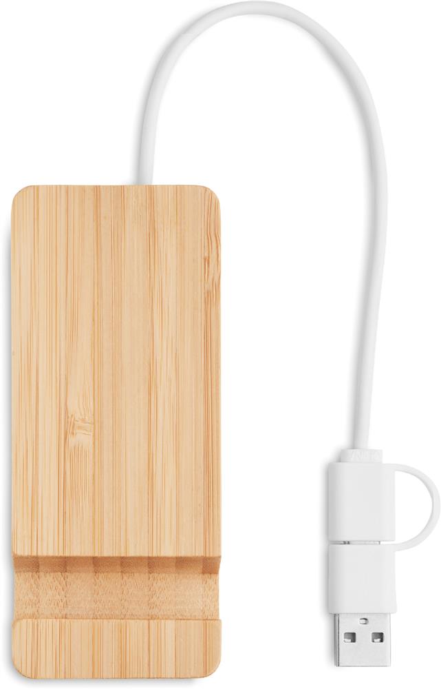 Hub USB 4 ports en bambou personnalisé HUBSTAND, dessus haut