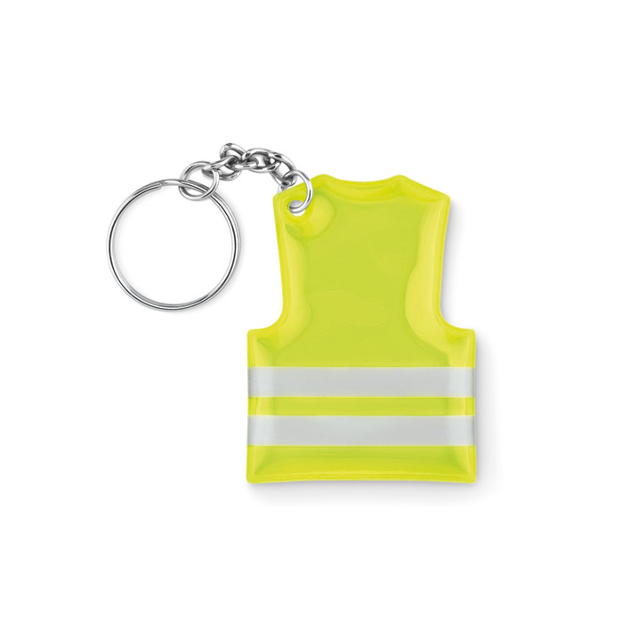 Porte-clés gilet réfléchissant personnalisé VISIBLE RING, Jaune Fluo