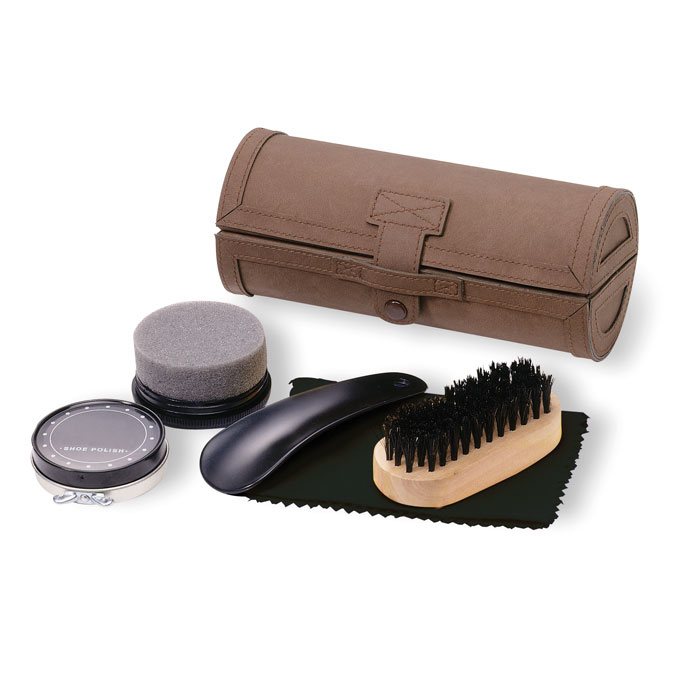 Kit entretien chaussures simili-cuir personnalisé GENTLEMAN, Marron