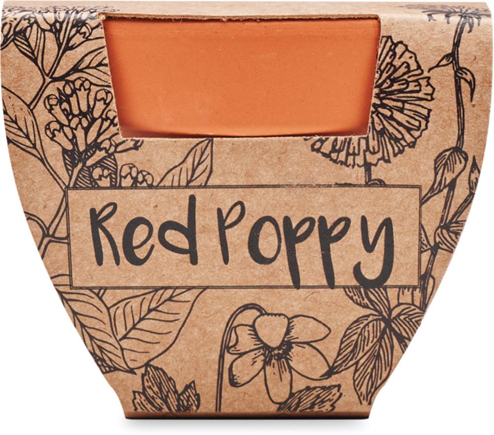 Pot graines de coquelicot personnalisé RED POPPY, pot côté 1