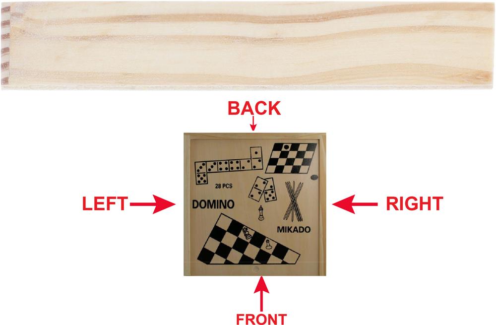 Coffret 4 jeux en bois personnalisé TRIKES, gauche