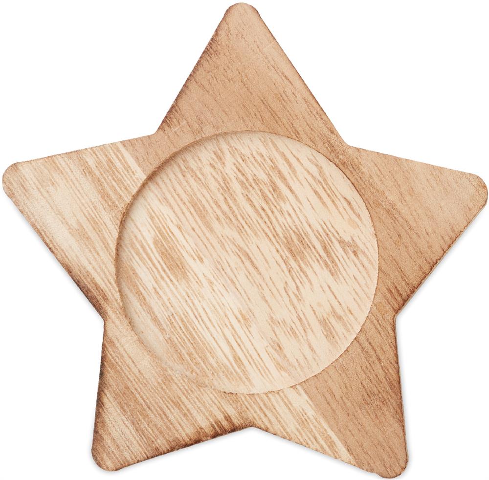 Bougeoir bois étoile avec bougie vanille personnalisé LOTUS, manche 2