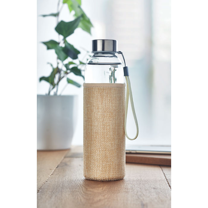 Bouteille verre et jute 500 ml personnalisée UTAH TOUCH