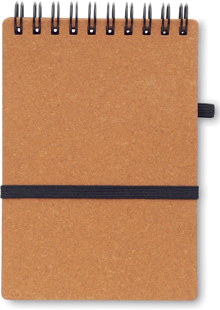 Carnet à spirale recyclé et stylo personnalisé NOTIE, devant dessous