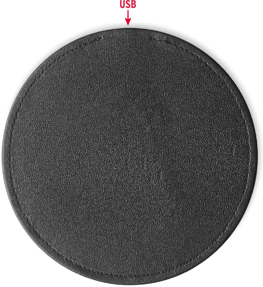 Chargeur sans fil 15 W PU recyclé personnalisé ALFA, dessus (sérigraphie)