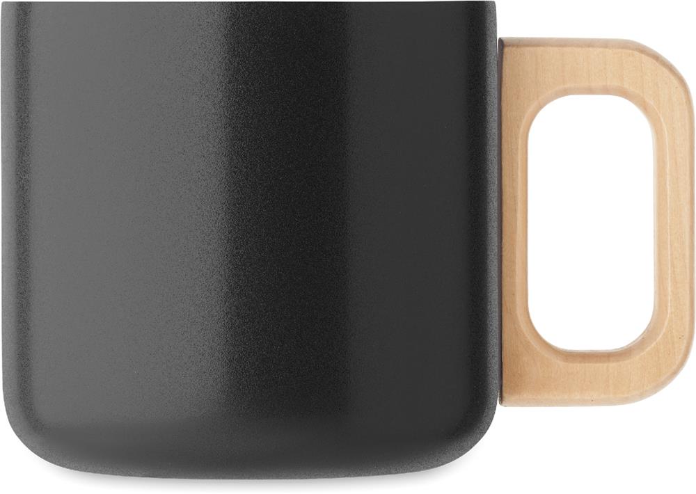 Mug inox recyclé 350 ml poignée bois personnalisé ACERO, droite