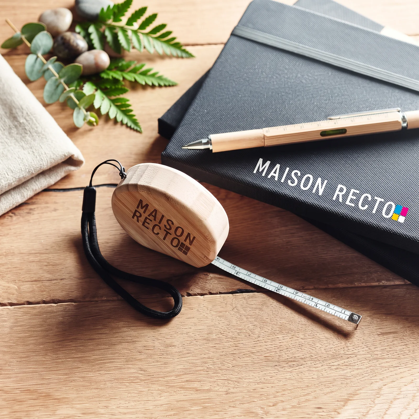 Mètre ruban 2 m en bambou FSC personnalisé SOKUTAI