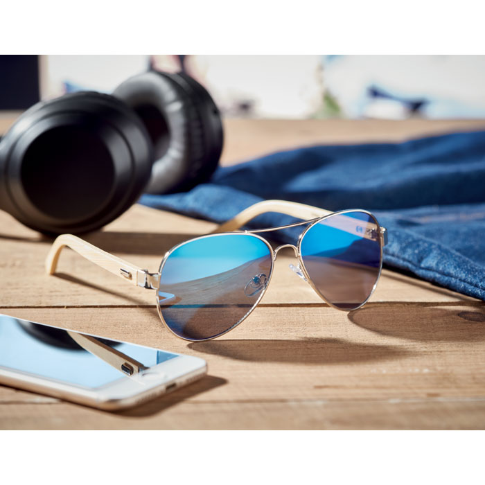 Lunettes de soleil bambou miroir personnalisées HONIARA