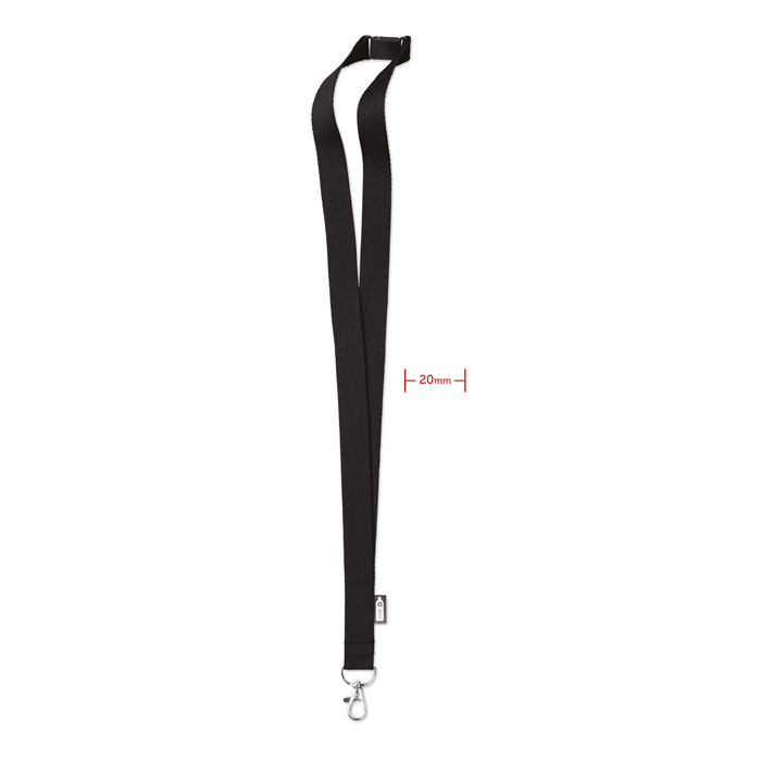 Tour de cou RPET 20 mm personnalisé LANY RPET, Noir