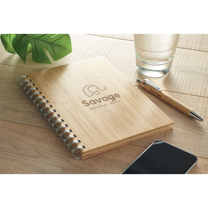 Carnet A5 bambou à spirale personnalisé BRAM