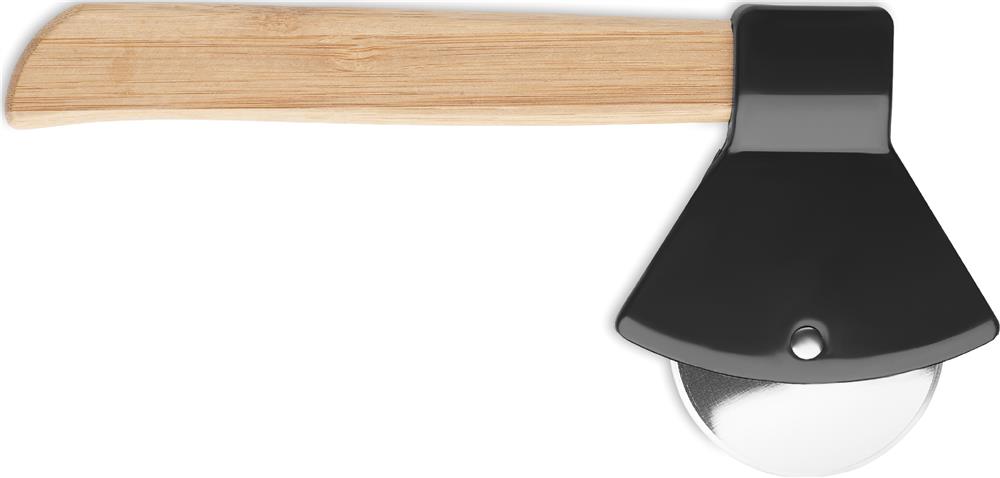 Coupe-pizza hache manche bambou personnalisé ZAZA, poignée côté 2