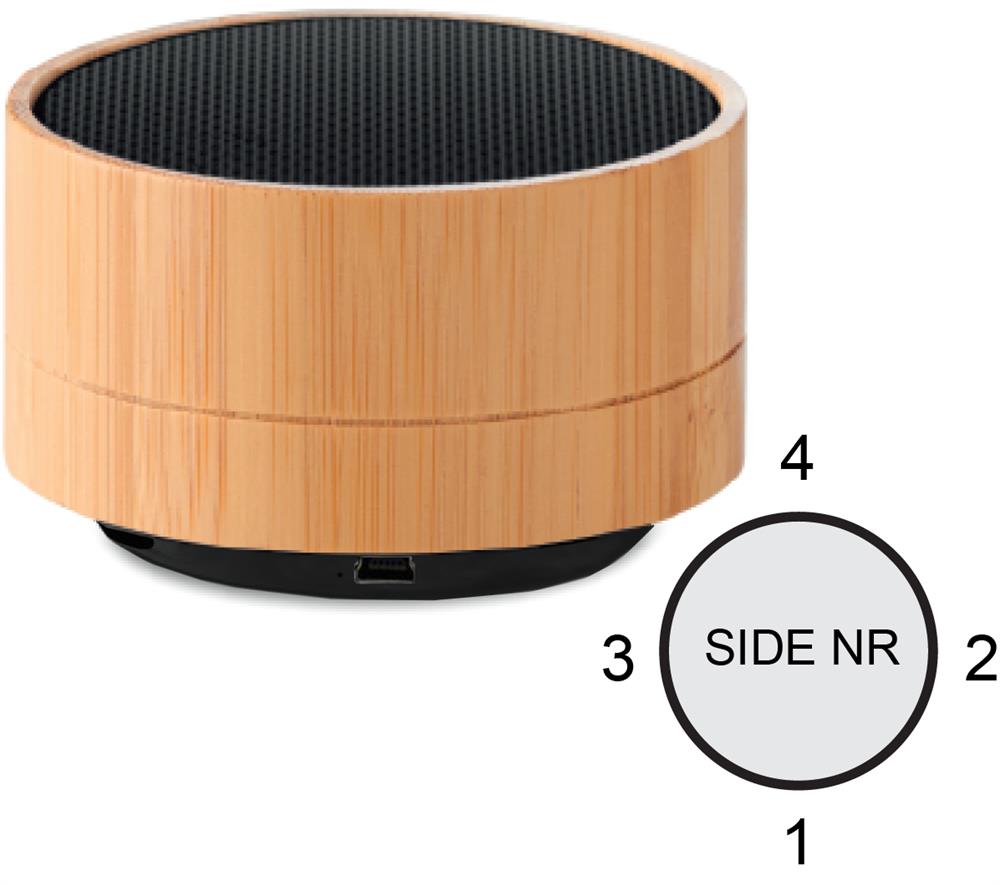 Enceinte bambou lumineuse 3 W personnalisée SOUND BAMBOO, côté 4 haut