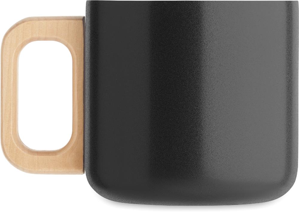 Mug inox recyclé 350 ml poignée bois personnalisé ACERO, gauche