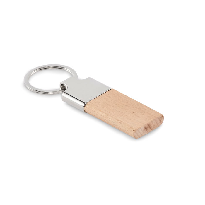 Porte-clés bois hévéa et zinc personnalisé LLAVING