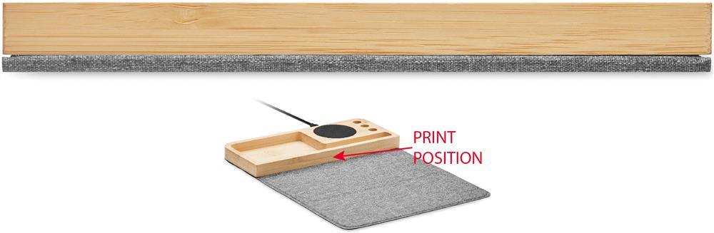 Organiseur de bureau chargeur 15 W bambou personnalisé PANDU, organizer devant