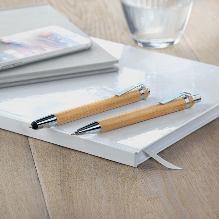 Parure stylo et porte-mine bambou personnalisée BAMBOOSET